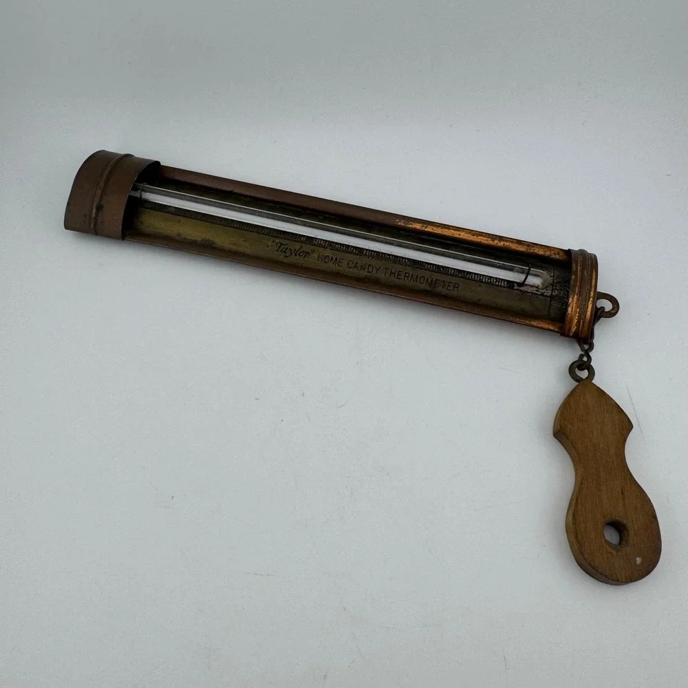 Taylor Copper Vintage Home Candy Thermometer Wood Handle Rochester NY